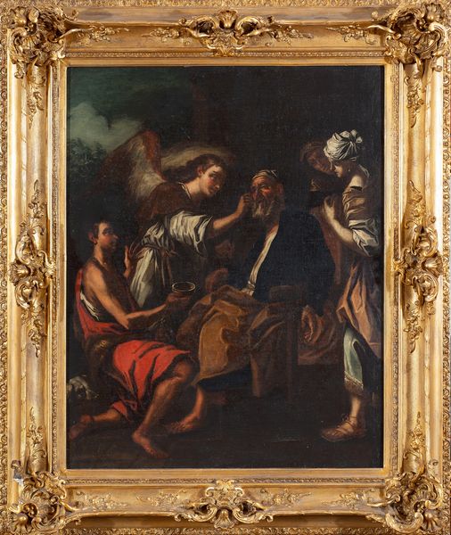 cerchia di Mattia Preti (Taverna,1613 – La Valletta, 1699) : Tobia guarisce il padre cieco  - Asta Antiquariato, Dipinti antichi e del XIX secolo - Associazione Nazionale - Case d'Asta italiane