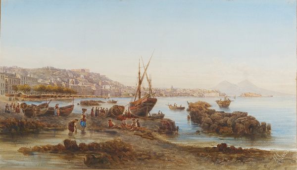 Giovanni Giordano Lanza (Napoli, 1827 - 1890) : Veduta di Napoli da Mergellina  - Asta Antiquariato, Dipinti antichi e del XIX secolo - Associazione Nazionale - Case d'Asta italiane