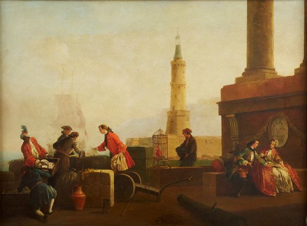 Carlo Bonavia, (Roma, 1730 – Napoli, dopo il 1788) : Il molo di Napoli con la Lanterna  - Asta Antiquariato, Dipinti antichi e del XIX secolo - Associazione Nazionale - Case d'Asta italiane