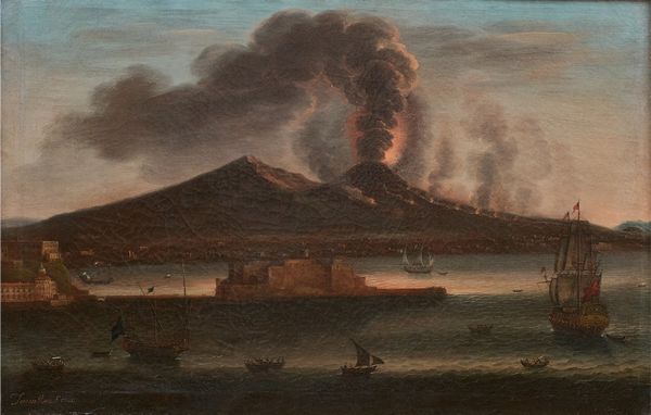 Tommaso Ruiz (attivo a Napoli verso la metà del secolo XVIII) : Eruzione notturna del Vesuvio  - Asta Antiquariato, Dipinti antichi e del XIX secolo - Associazione Nazionale - Case d'Asta italiane