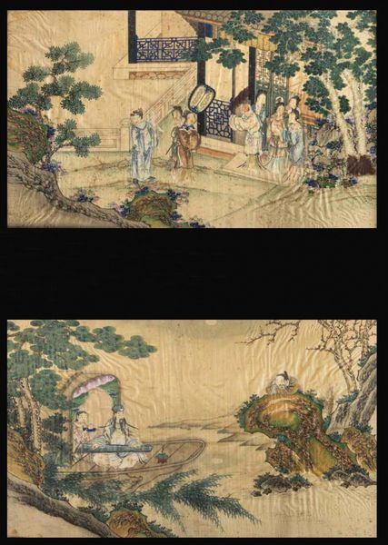 Coppia di dipinti su seta a decoro paesaggistico con scene di vita comune, Cina, Dinastia Qing, epoca Qianlong (1736-1796)<BR>  - Asta Fine Chinese Works of Art - Associazione Nazionale - Case d'Asta italiane