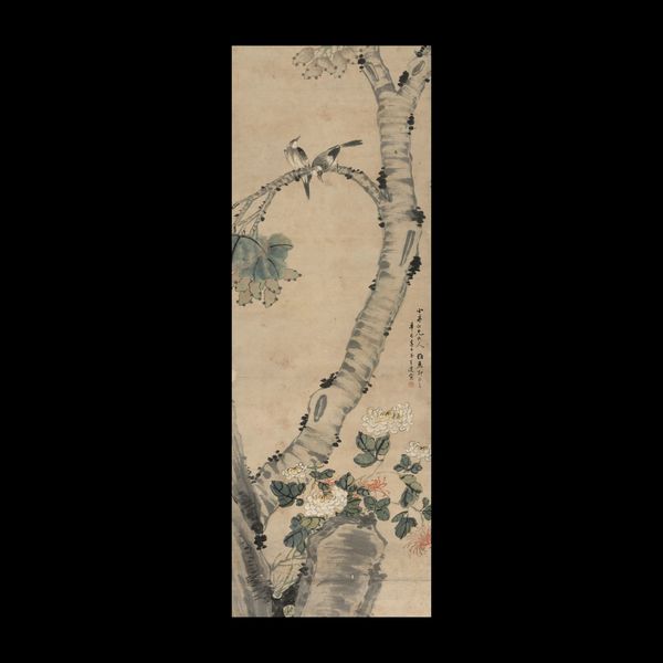 Scroll su carta a decoro naturalistico con albero in fiore, rondini e iscrizioni, Cina, XX secolo  - Asta Fine Chinese Works of Art - Associazione Nazionale - Case d'Asta italiane