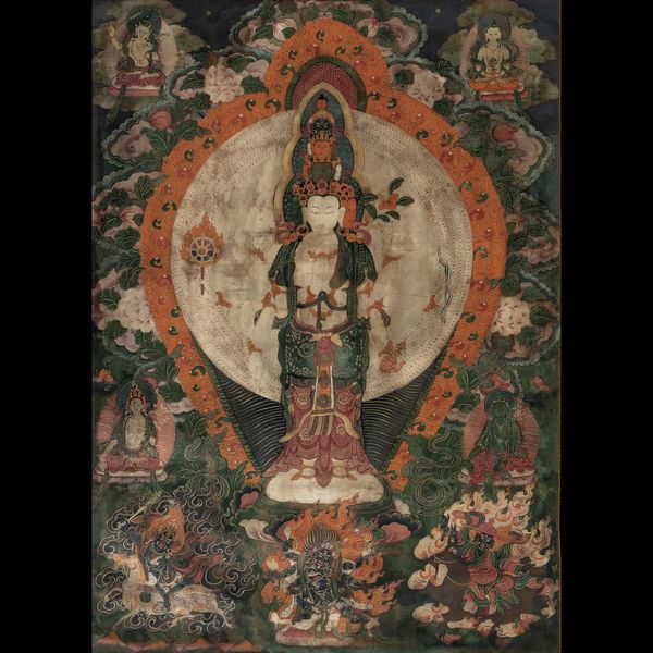 Thangka in seta raffigurante Avalokiteshvara e altri personaggi, Tibet, XIX secolo  - Asta Fine Chinese Works of Art - Associazione Nazionale - Case d'Asta italiane