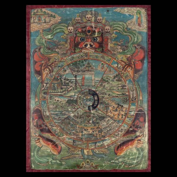 Thangka in seta raffigurante ruota della vita di Buddha, Tibet, XIX secolo  - Asta Fine Chinese Works of Art - Associazione Nazionale - Case d'Asta italiane