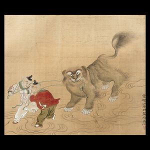 Quattro dipinti su seta con iscrizione, firmato 丁云鹏, Cina, Dinastia Qing, XIX secolo  - Asta Fine Chinese Works of Art - Associazione Nazionale - Case d'Asta italiane