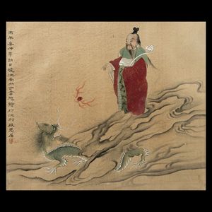 Quattro dipinti su seta con iscrizione, firmato 丁云鹏, Cina, Dinastia Qing, XIX secolo  - Asta Fine Chinese Works of Art - Associazione Nazionale - Case d'Asta italiane