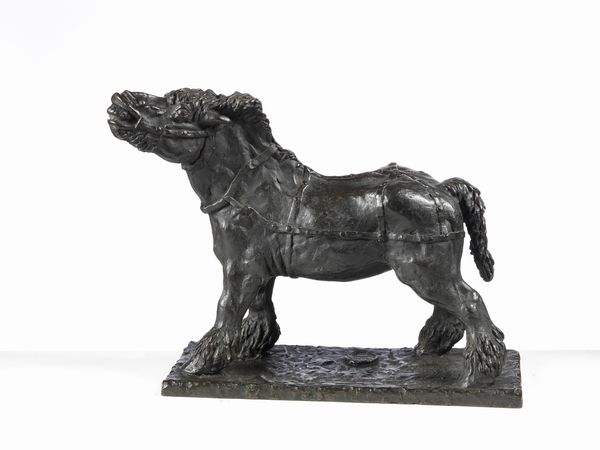 Antonio Ligabue : Cavallo normanno  - Asta Dipinti, Disegni, Sculture e Grafica - Associazione Nazionale - Case d'Asta italiane