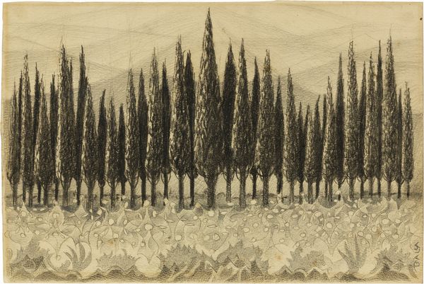 Giacomo Balla : Cipressi a Cotorniano  - Asta Dipinti, Disegni, Sculture e Grafica - Associazione Nazionale - Case d'Asta italiane