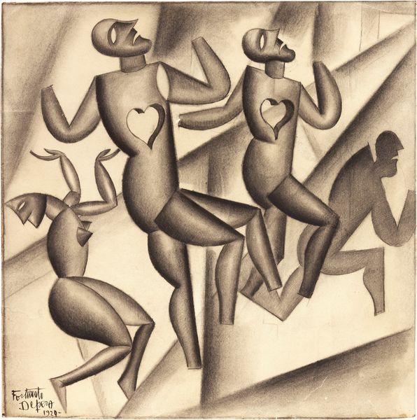 FORTUNATO DEPERO : Danzatori di Cuori  - Asta Dipinti, Disegni, Sculture e Grafica - Associazione Nazionale - Case d'Asta italiane