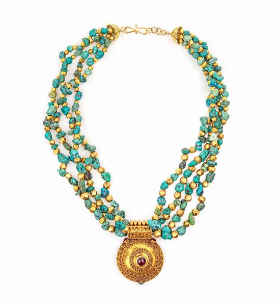 Collana oro e turchese Tibet  - Asta Asta Gioielli e Orologi - Associazione Nazionale - Case d'Asta italiane