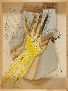 MARIO CEROLI : Senza titolo (mano gialla)  - Asta Asta di Arte Moderna e Contemporanea - Associazione Nazionale - Case d'Asta italiane