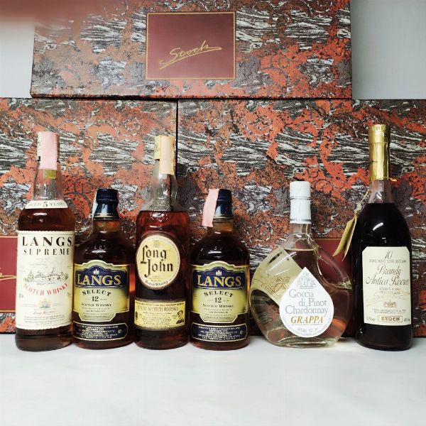 Goccia Pinot Grappa, Stock Brandy, Langs, Long John, Scotch Whisky  - Asta Wine and Spirits - Associazione Nazionale - Case d'Asta italiane