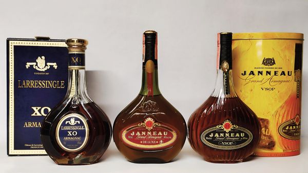 Janneau De Luxe & VSOP, Larressingle X0, Armagnac  - Asta Wine and Spirits - Associazione Nazionale - Case d'Asta italiane