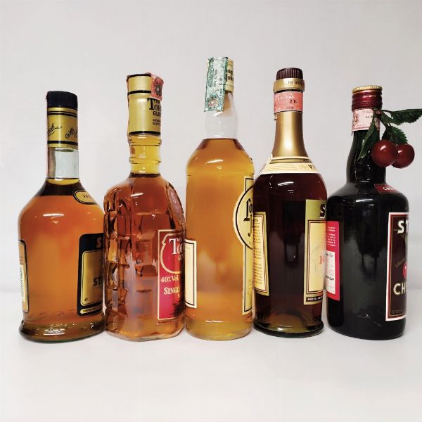 Royalstok Brandy, Cherry Stock, Long John, Tormore Glenlivet, Scotch Whisky  - Asta Wine and Spirits - Associazione Nazionale - Case d'Asta italiane