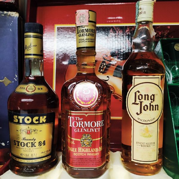 Royalstok Brandy, Cherry Stock, Long John, Tormore Glenlivet, Scotch Whisky  - Asta Wine and Spirits - Associazione Nazionale - Case d'Asta italiane