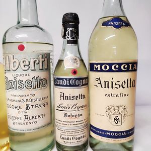 Moccia, Stock, Martinazzi, Alberti, Landi, Liquore Anisetta  - Asta Wine and Spirits - Associazione Nazionale - Case d'Asta italiane