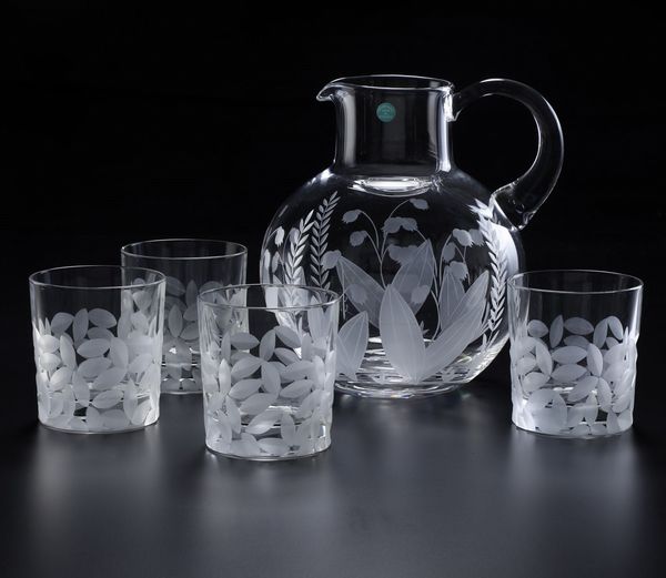 Quattro bicchieri e una caraffa<BR>Tiffany, metà del XX secolo circa<BR>  - Asta L'Art de la Table - Associazione Nazionale - Case d'Asta italiane