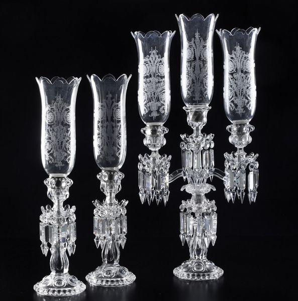 Set con un candelabro e due candelieri<BR>Francia, Manifattura Baccarat, XX secolo  - Asta L'Art de la Table - Associazione Nazionale - Case d'Asta italiane