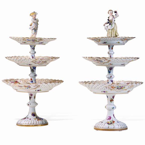 Coppia di alzatine traforate<BR>Meissen, 1880-1890 circa<BR>  - Asta L'Art de la Table - Associazione Nazionale - Case d'Asta italiane