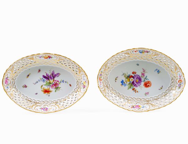 Due cestini ovali<BR>Meissen, fine XIX - inizio XX secolo<BR>  - Asta L'Art de la Table - Associazione Nazionale - Case d'Asta italiane