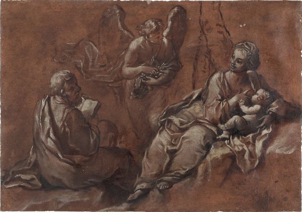 Scuola emiliana del XVII secolo Sacra Famiglia con angelo  - Asta Old Masters - Associazione Nazionale - Case d'Asta italiane