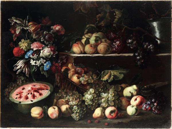 Abraham Brueghel, Attribuito a : Natura morta con trionfo di fiori e frutti  - Asta Old Masters - Associazione Nazionale - Case d'Asta italiane