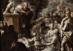 Scuola del XVII secolo Miracolo di un santo  - Asta Old Masters - Associazione Nazionale - Case d'Asta italiane