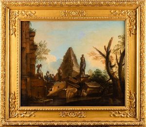 Andrea Locatelli : Capriccio con rovine classiche e figure  - Asta Old Masters - Associazione Nazionale - Case d'Asta italiane