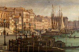 Giovanni Grubacs : Veduta di riva degli Schiavoni a Venezia  - Asta Old Masters - Associazione Nazionale - Case d'Asta italiane