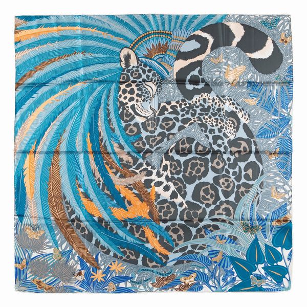 Hermès : Foulard Jaguar Quetzal  - Asta Luxury Fashion - Associazione Nazionale - Case d'Asta italiane