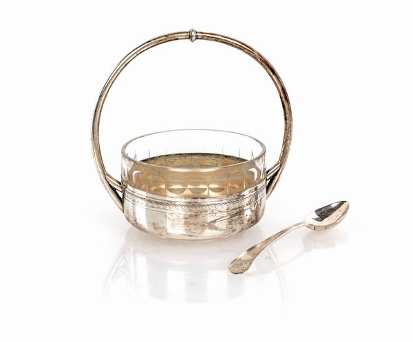 Cestino in argento e vetro con cucchiaio  - Asta Argenti Antichi e da Collezione - Associazione Nazionale - Case d'Asta italiane