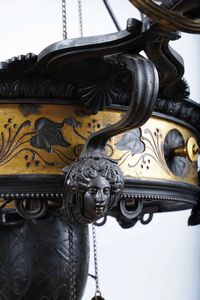 Lampadario in bronzo brunito e bronzo dorato, Francia, seconda met del XIX secolo  - Asta Dimore Italiane - Associazione Nazionale - Case d'Asta italiane