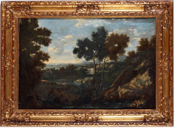 Salvator Rosa, Attribuito a : Paesaggio con pastori  - Asta Dipinti Antichi - Associazione Nazionale - Case d'Asta italiane