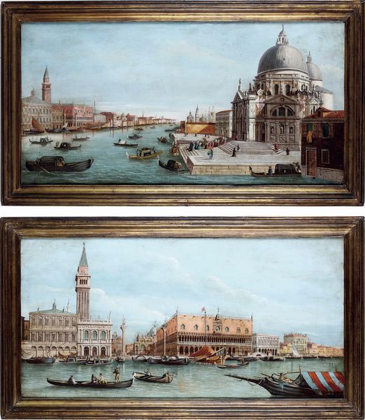 Scuola del XIX secolo Veduta di Palazzo Ducale e della Basilica della Salute di Venezia  - Asta Dipinti Antichi - Associazione Nazionale - Case d'Asta italiane