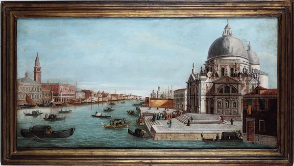 Scuola del XIX secolo Veduta di Palazzo Ducale e della Basilica della Salute di Venezia  - Asta Dipinti Antichi - Associazione Nazionale - Case d'Asta italiane