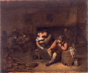 Egbert Van Heemskerck : Interni di osteria con scene di genere  - Asta Dipinti Antichi - Associazione Nazionale - Case d'Asta italiane