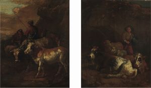 Francesco Londonio, Cerchia di - Paesaggi con pastori e armenti