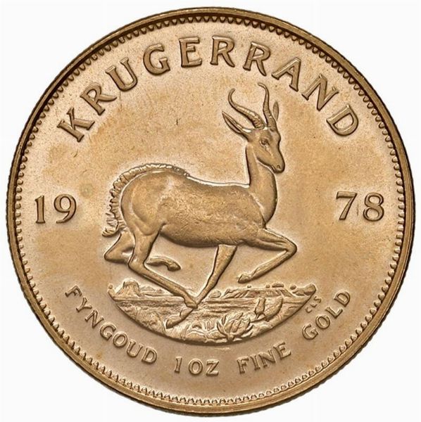 SUDAFRICA. KRUGERRAND 1978  - Asta AUREA. MONETE E MEDAGLIE IN ORO E UNA SELEZIONE DI MEDAGLIE BORBONICHE - Associazione Nazionale - Case d'Asta italiane