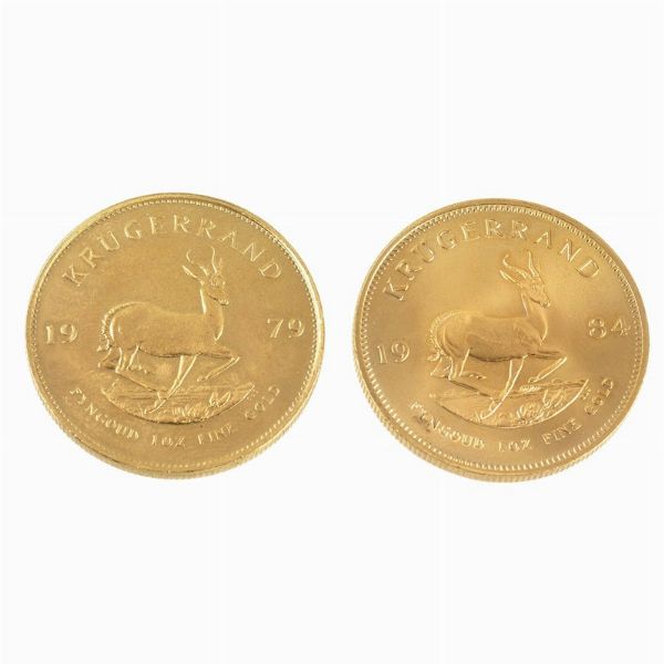 SUDAFRICA. DUE KRUGERRAND (1979, 1984)  - Asta AUREA. MONETE E MEDAGLIE IN ORO E UNA SELEZIONE DI MEDAGLIE BORBONICHE - Associazione Nazionale - Case d'Asta italiane