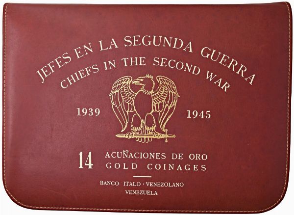 QUATTORDICI MEDAGLIE IN ORO DEI CAPI DELLA SECONDA GUERRA MONDIALE. SERIE EMESSA DAL BANCO ITALO-VENEZUELANO IN ELEGANTE ASTUCCIO DI PELLE  - Asta AUREA. MONETE E MEDAGLIE IN ORO E UNA SELEZIONE DI MEDAGLIE BORBONICHE - Associazione Nazionale - Case d'Asta italiane