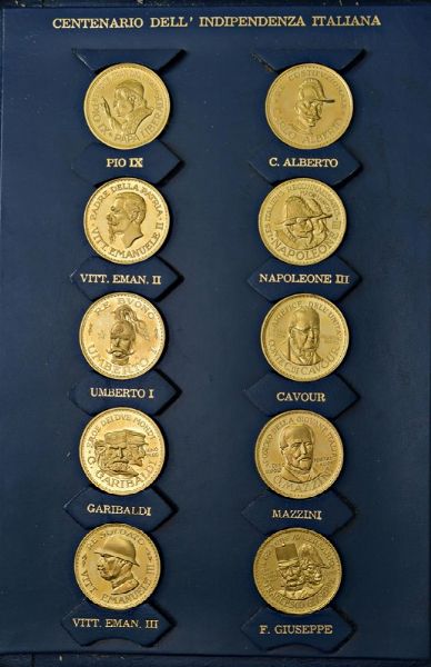 DIECI CONIAZIONI PER IL CENTENARIO DELL’INDIPENDENZA ITALIANA (1859-1959) IN ASTUCCIO ORIGINALE DI EMISSIONE  - Asta AUREA. MONETE E MEDAGLIE IN ORO E UNA SELEZIONE DI MEDAGLIE BORBONICHE - Associazione Nazionale - Case d'Asta italiane