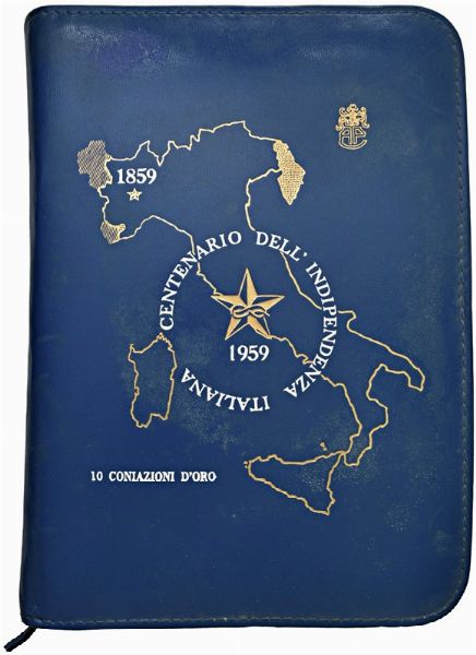 DIECI CONIAZIONI PER IL CENTENARIO DELL’INDIPENDENZA ITALIANA (1859-1959) IN ASTUCCIO ORIGINALE DI EMISSIONE  - Asta AUREA. MONETE E MEDAGLIE IN ORO E UNA SELEZIONE DI MEDAGLIE BORBONICHE - Associazione Nazionale - Case d'Asta italiane