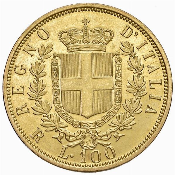 RIPRODUZIONE IN ORO DELLE 100 LIRE 1872  - Asta AUREA. MONETE E MEDAGLIE IN ORO E UNA SELEZIONE DI MEDAGLIE BORBONICHE - Associazione Nazionale - Case d'Asta italiane