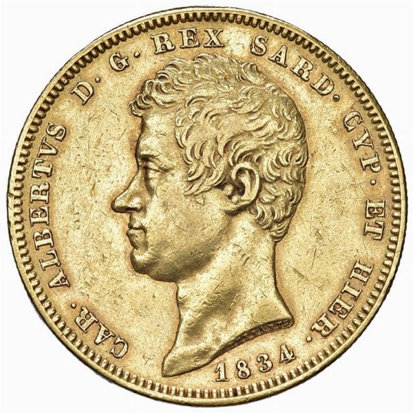 GENOVA. REGNO DI SARDEGNA. CARLO ALBERTO (1831-1849) 100 LIRE 1834 GENOVA  - Asta AUREA. MONETE E MEDAGLIE IN ORO E UNA SELEZIONE DI MEDAGLIE BORBONICHE - Associazione Nazionale - Case d'Asta italiane