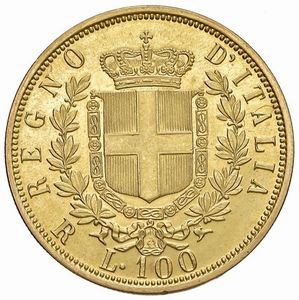 RIPRODUZIONE IN ORO DELLE 100 LIRE 1872  - Asta AUREA. MONETE E MEDAGLIE IN ORO E UNA SELEZIONE DI MEDAGLIE BORBONICHE - Associazione Nazionale - Case d'Asta italiane