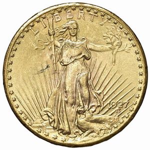 STATI UNITI. 20 DOLLARI 1927 SAINT GAUDENS  - Asta AUREA. MONETE E MEDAGLIE IN ORO E UNA SELEZIONE DI MEDAGLIE BORBONICHE - Associazione Nazionale - Case d'Asta italiane