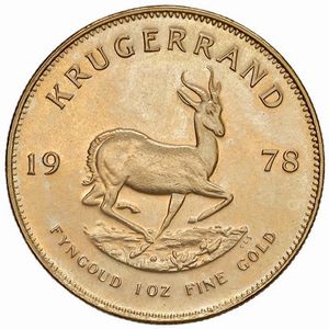 SUDAFRICA. KRUGERRAND 1978  - Asta AUREA. MONETE E MEDAGLIE IN ORO E UNA SELEZIONE DI MEDAGLIE BORBONICHE - Associazione Nazionale - Case d'Asta italiane