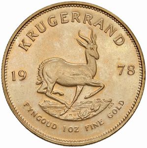 SUDAFRICA. KRUGERRAND 1978  - Asta AUREA. MONETE E MEDAGLIE IN ORO E UNA SELEZIONE DI MEDAGLIE BORBONICHE - Associazione Nazionale - Case d'Asta italiane