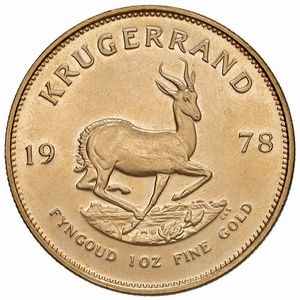 SUDAFRICA. KRUGERRAND 1978  - Asta AUREA. MONETE E MEDAGLIE IN ORO E UNA SELEZIONE DI MEDAGLIE BORBONICHE - Associazione Nazionale - Case d'Asta italiane