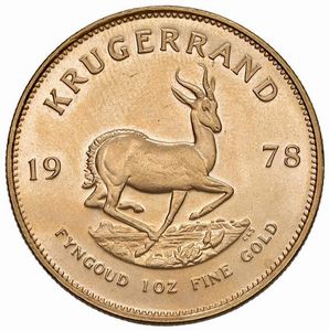 SUDAFRICA. KRUGERRAND 1978  - Asta AUREA. MONETE E MEDAGLIE IN ORO E UNA SELEZIONE DI MEDAGLIE BORBONICHE - Associazione Nazionale - Case d'Asta italiane